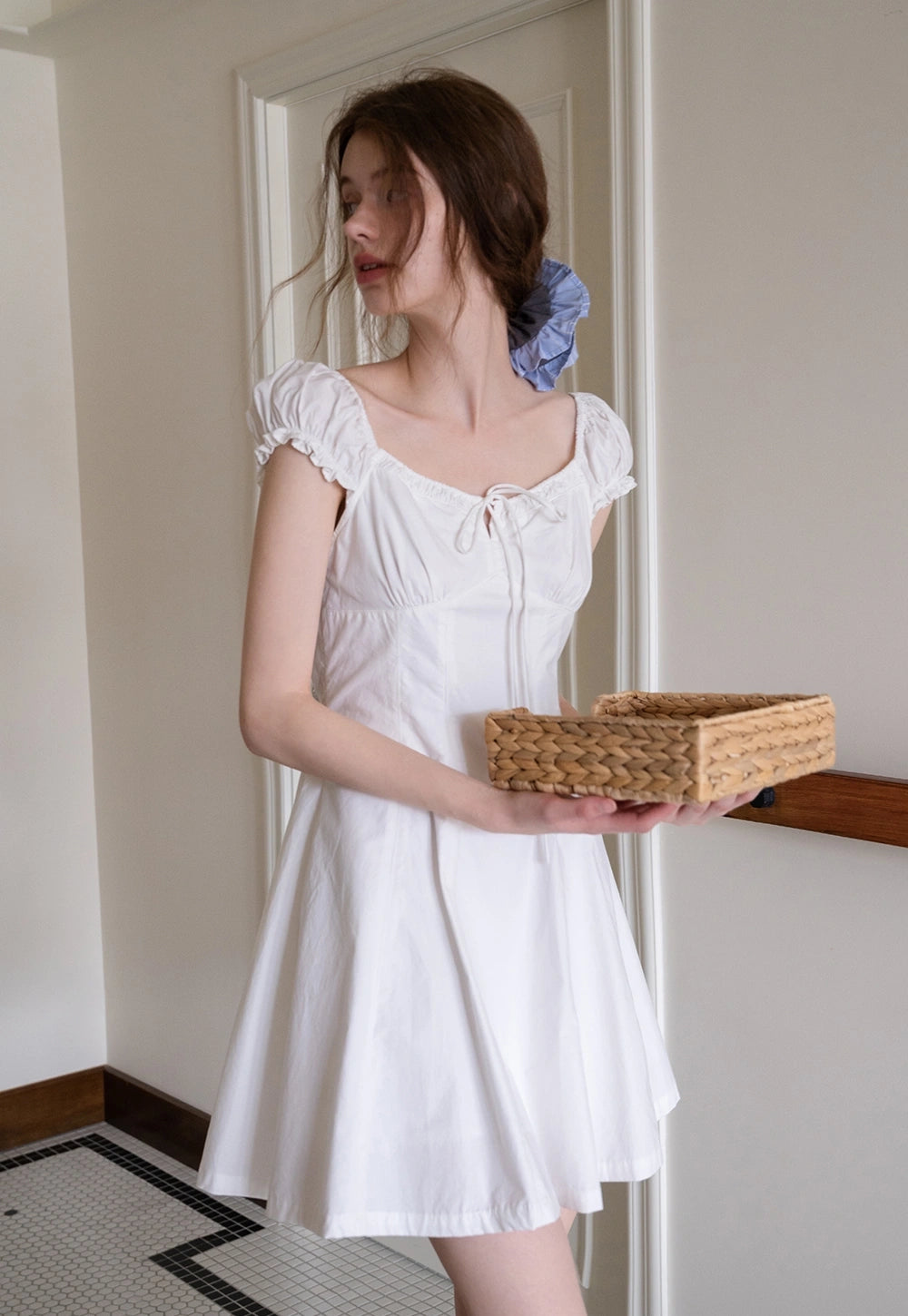 Off-Shoulder Puff Sleeve Elbise