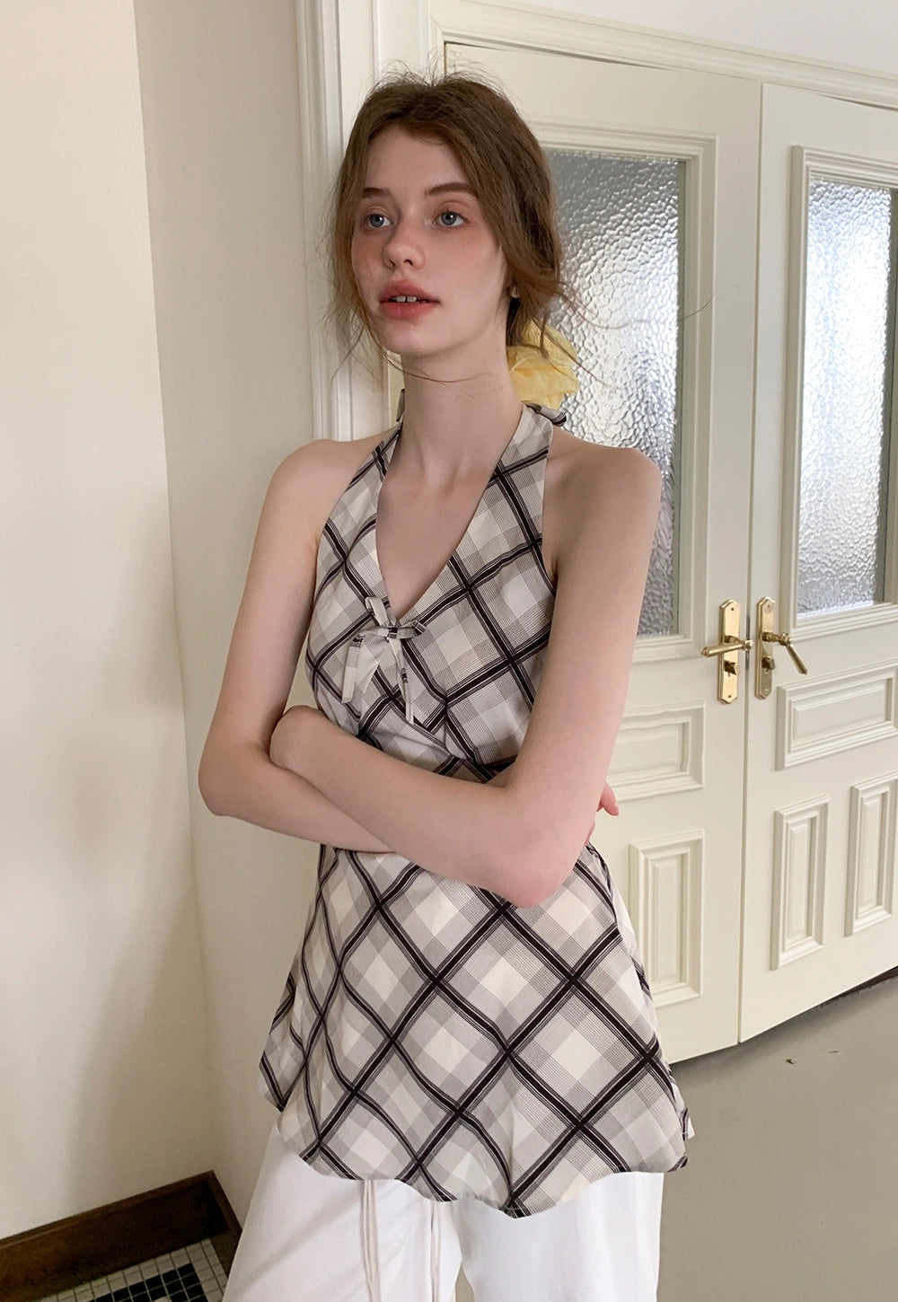 Floral Print Halter Neck Elbise