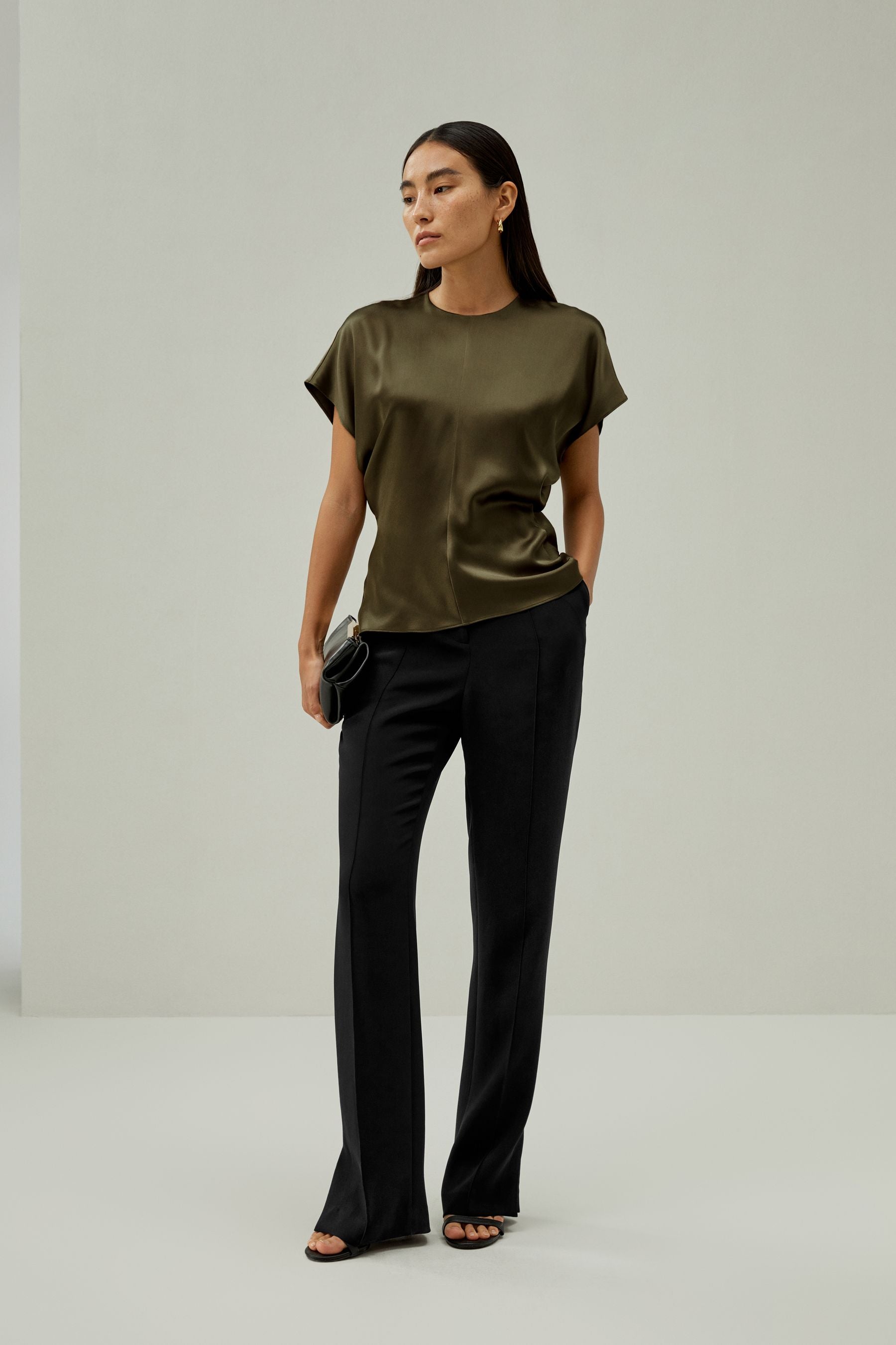 Short Batwing Sleeve Silk Üst