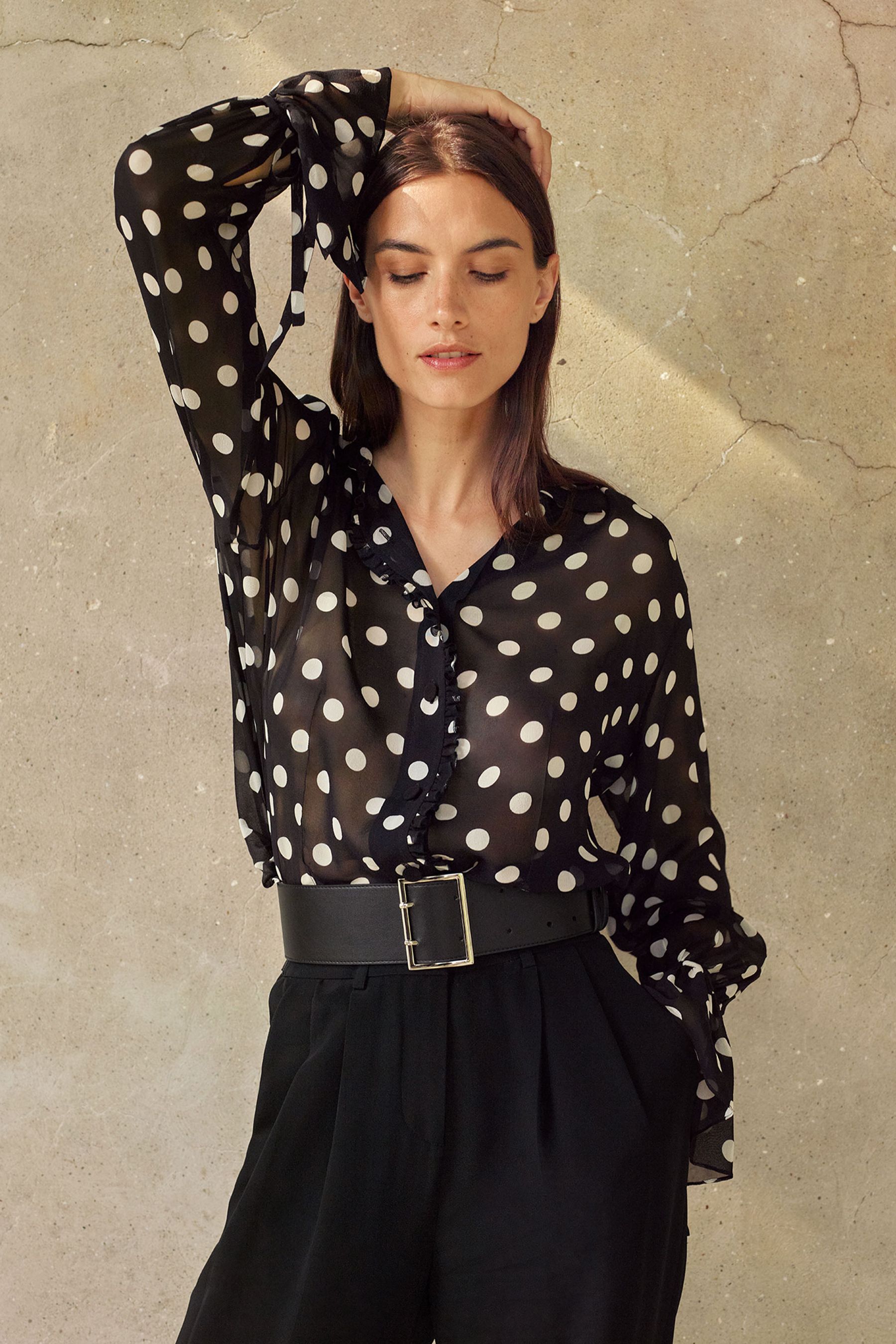 Polka Dots Georgette Gömlek