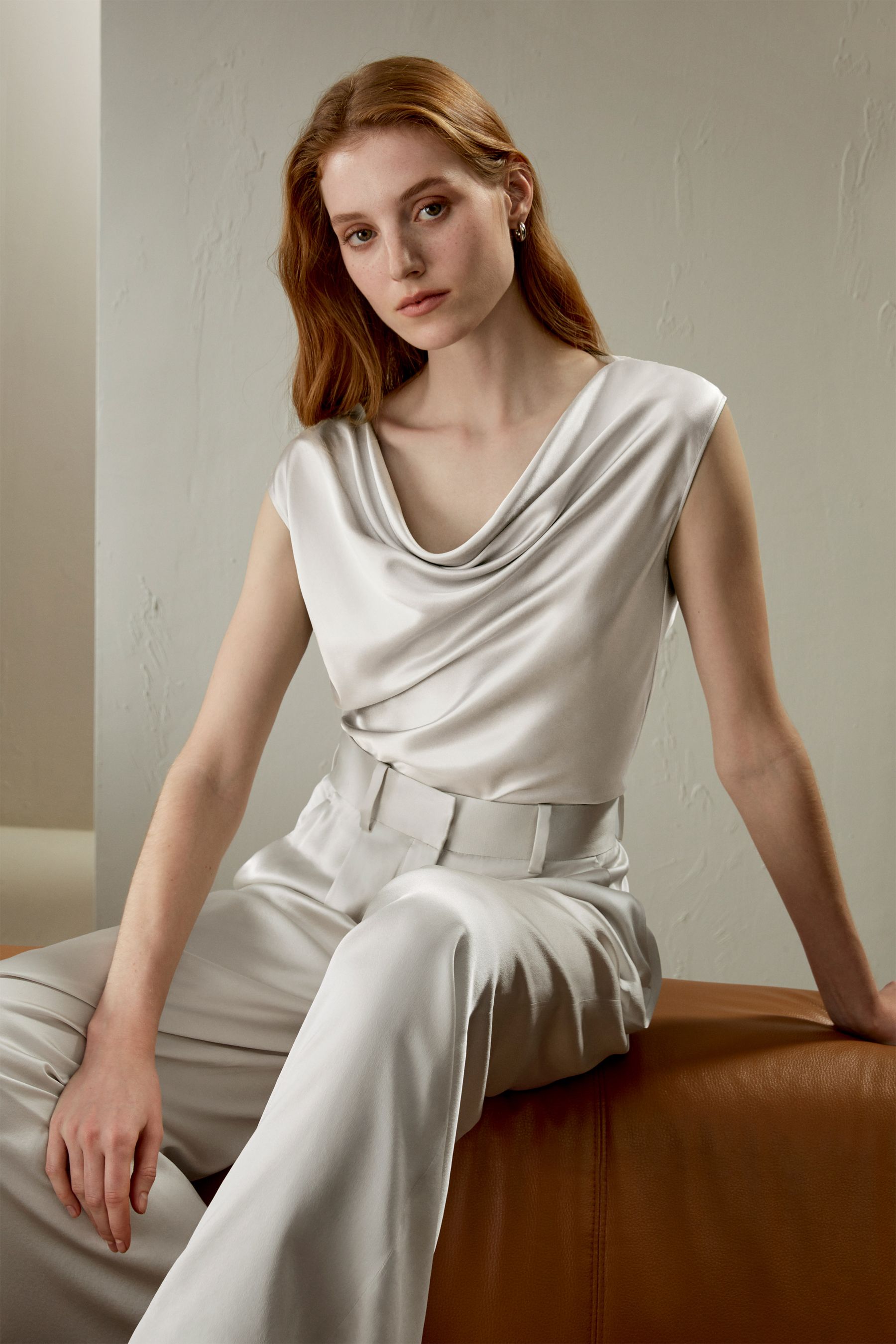 Silk Charmeuse Neck Üst