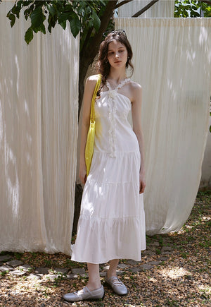 Women’s Halter Neck Tiered Midi Elbise