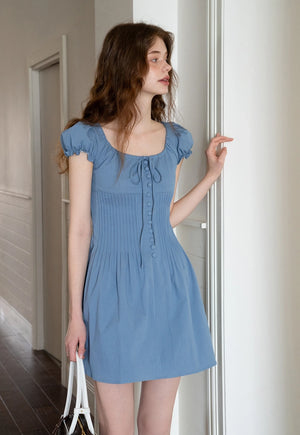 Square Neck Puff Sleeve Elbise