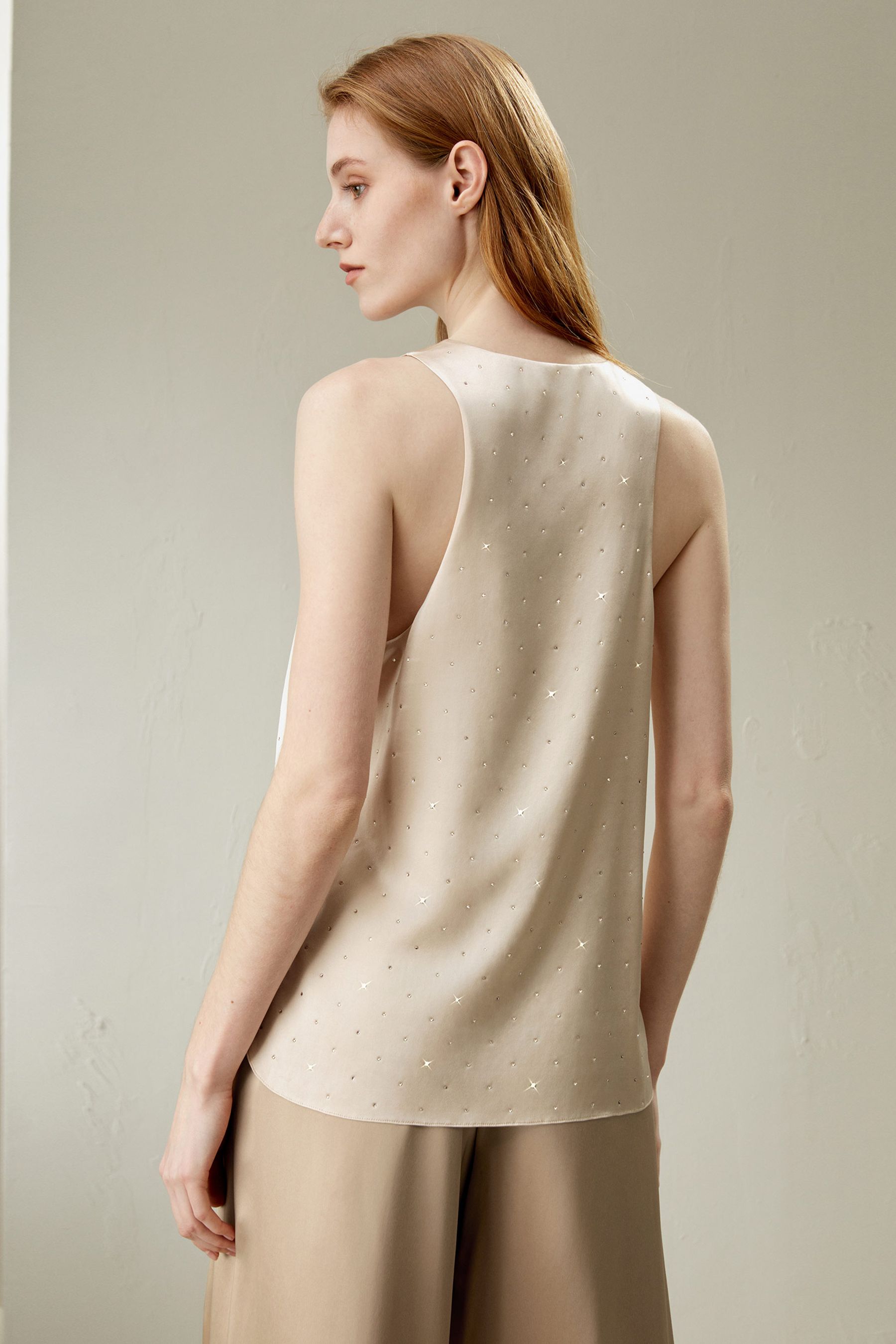 Silk Sparkle U Neck Üst