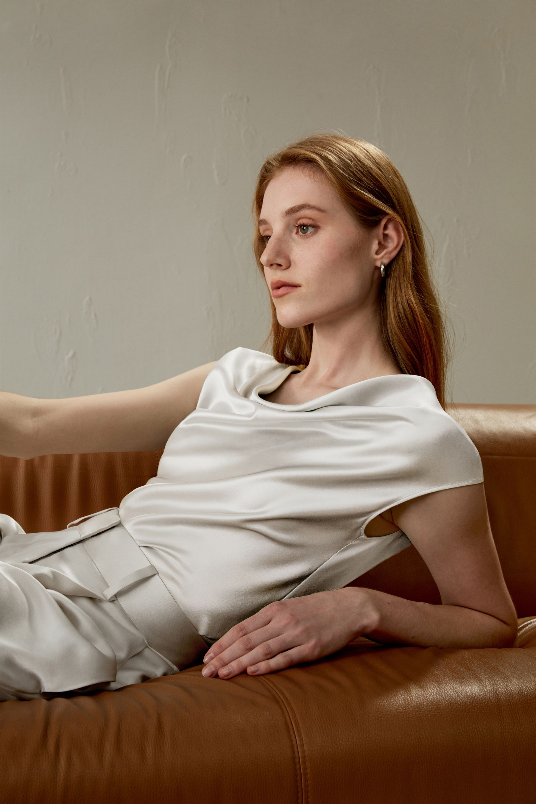 Silk Charmeuse Neck Üst