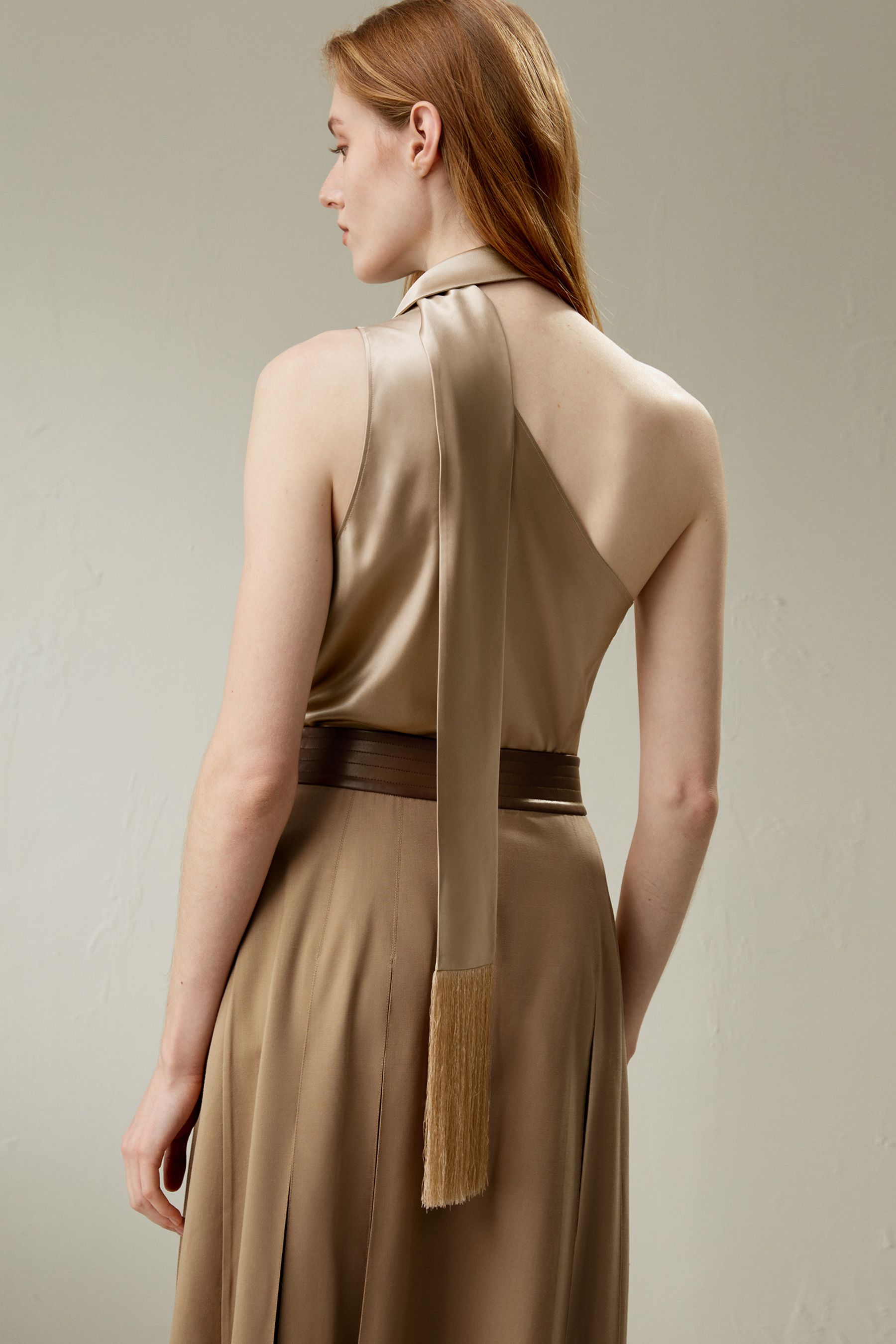 One Shoulder Evening Watershine Silk Üst