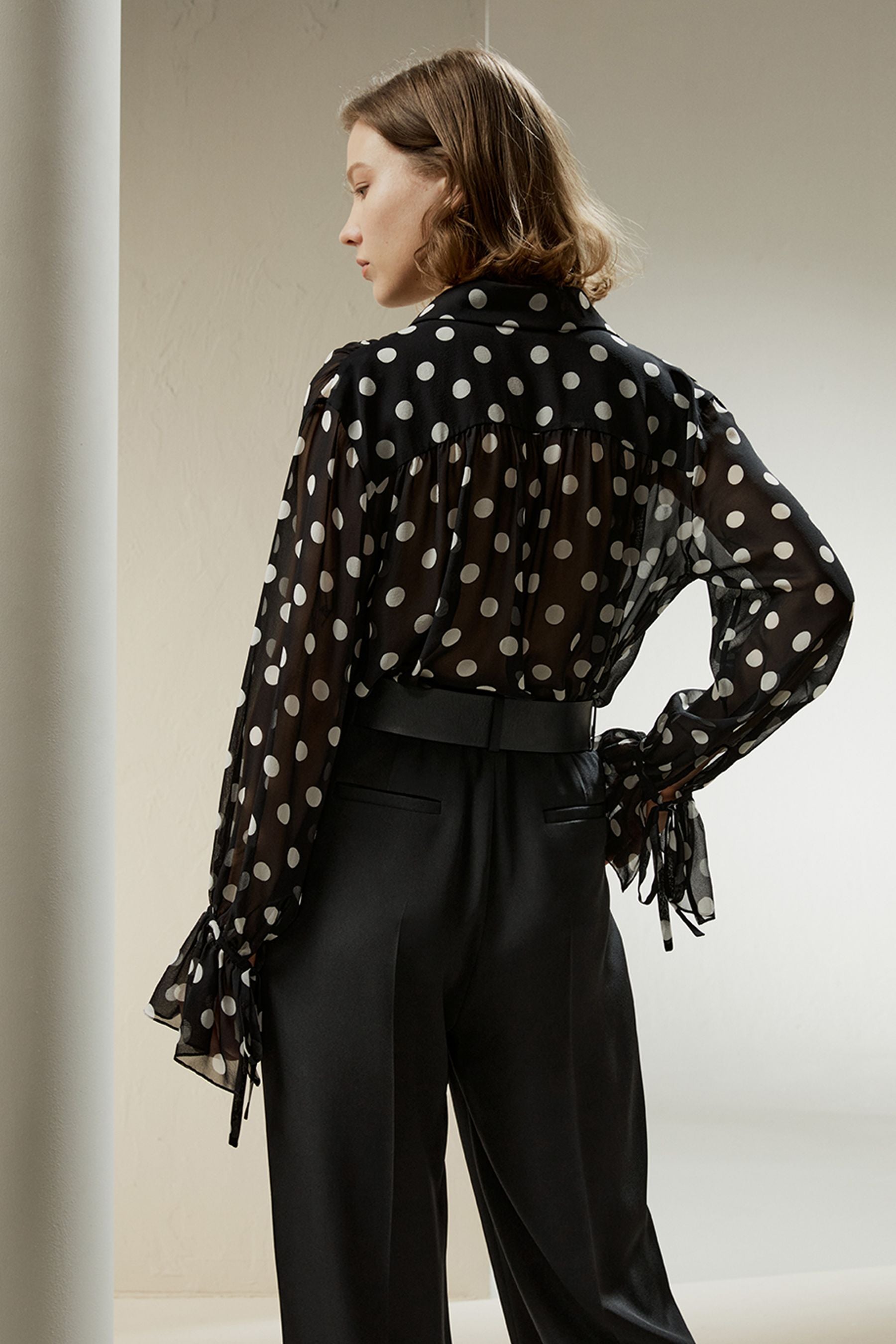 Polka Dots Georgette Gömlek