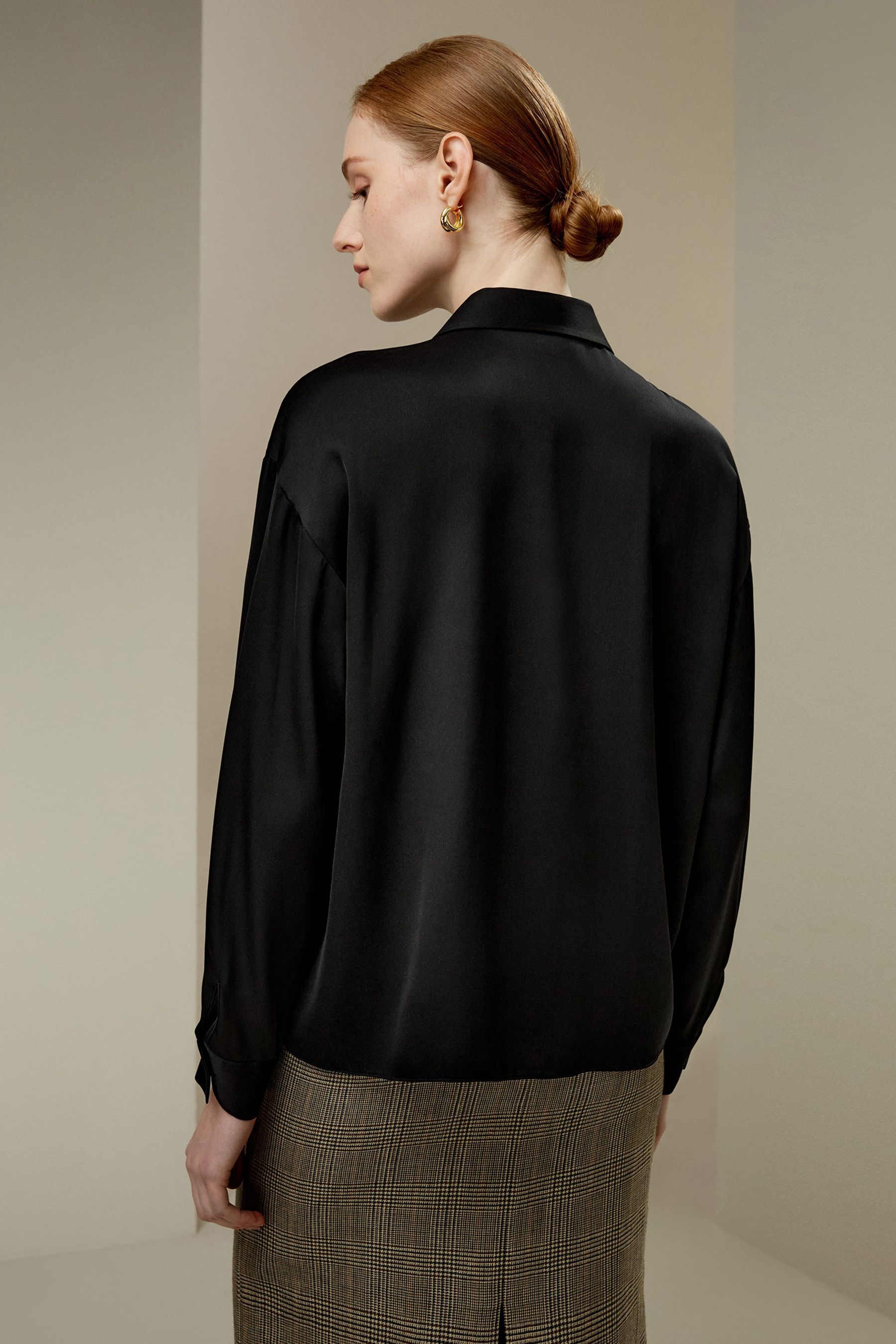Pleated Shirt Collar Gömlek