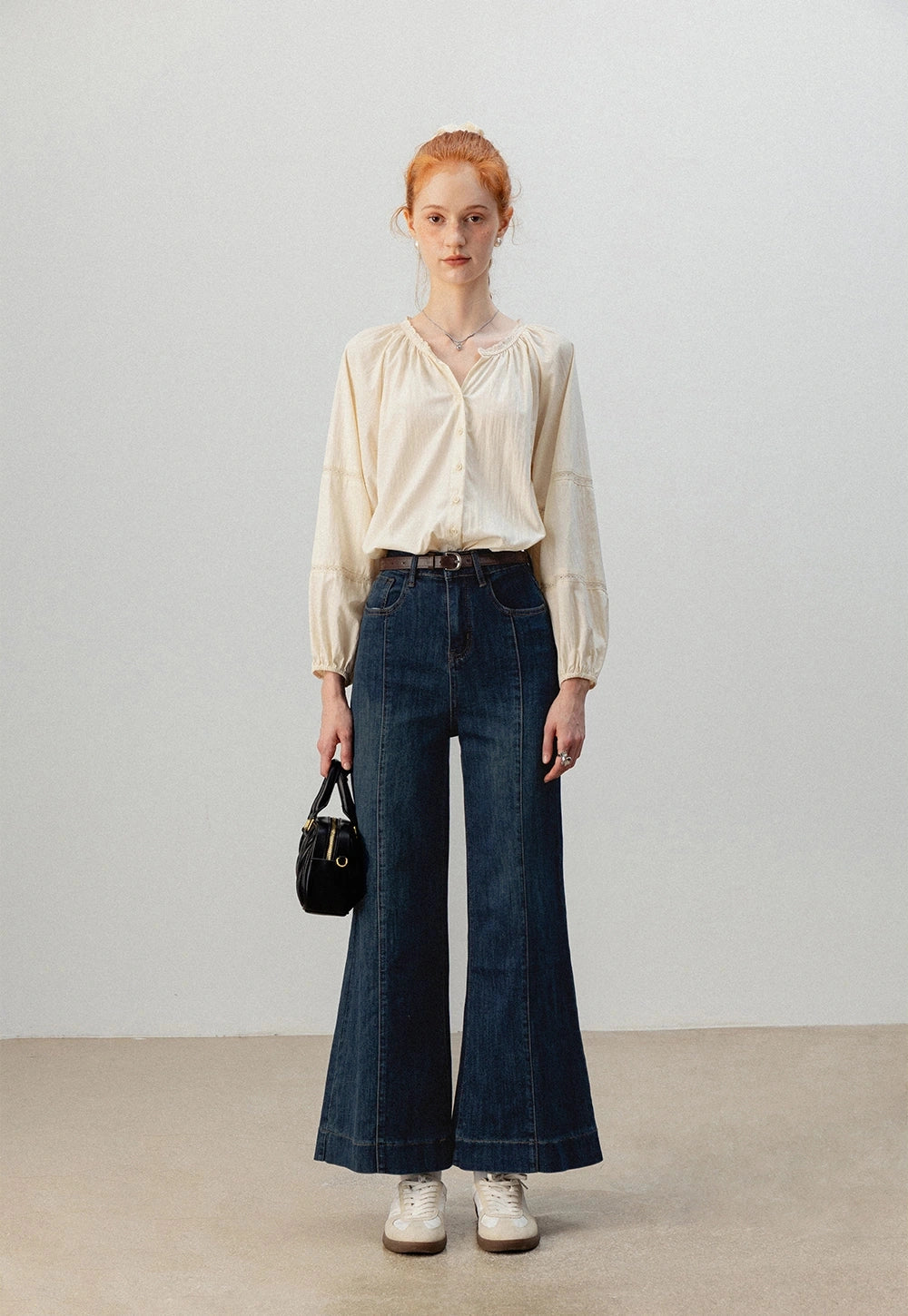 Women's Puff Sleeve Button-Up Gömlek