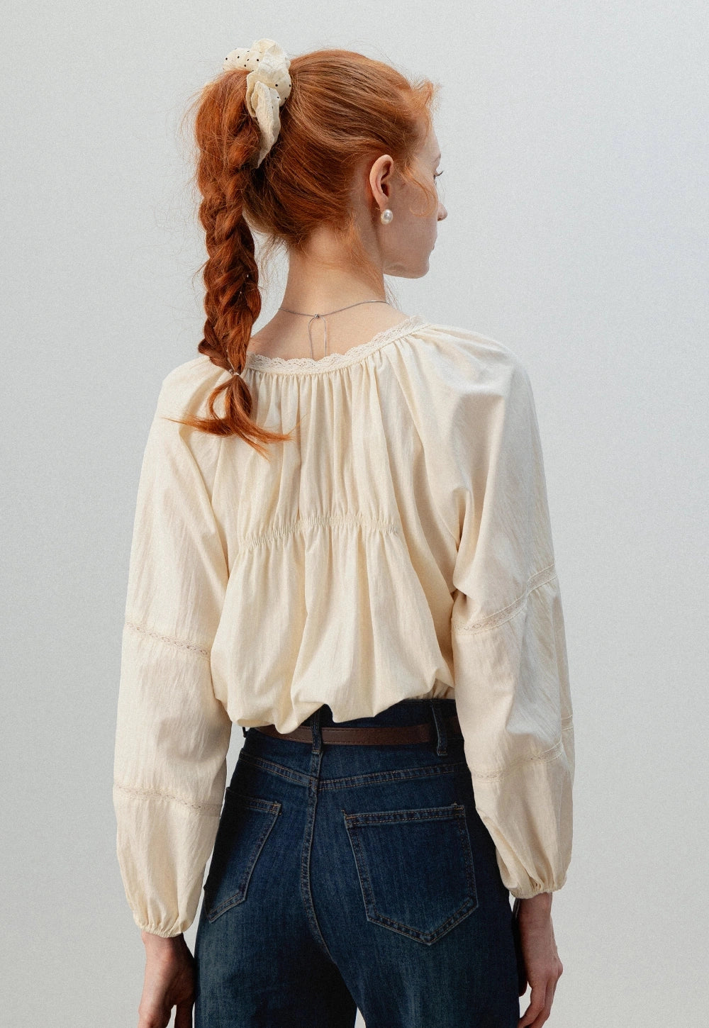 Women's Puff Sleeve Button-Up Gömlek