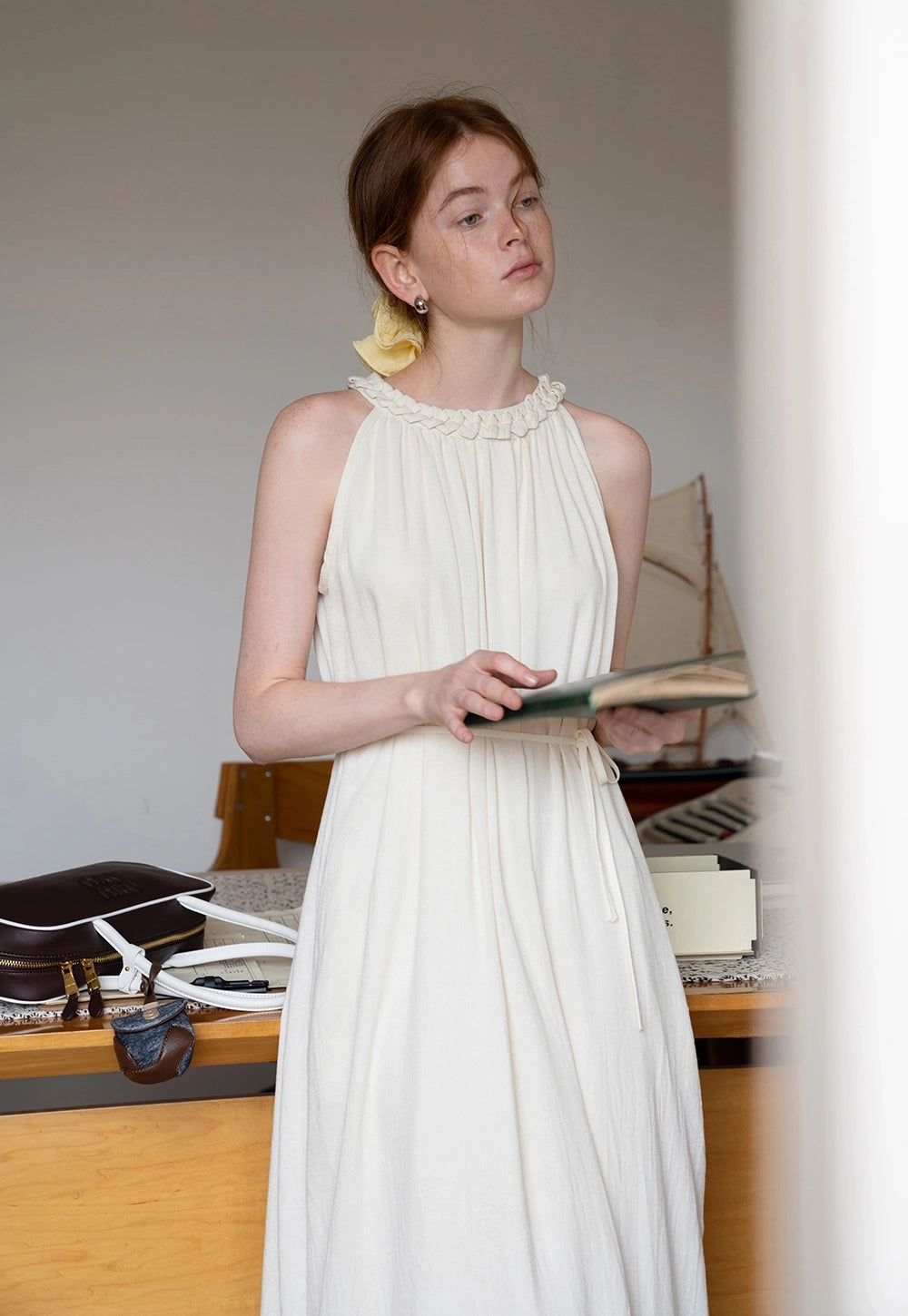 Halter Neck Loose Swing Midi Elbise