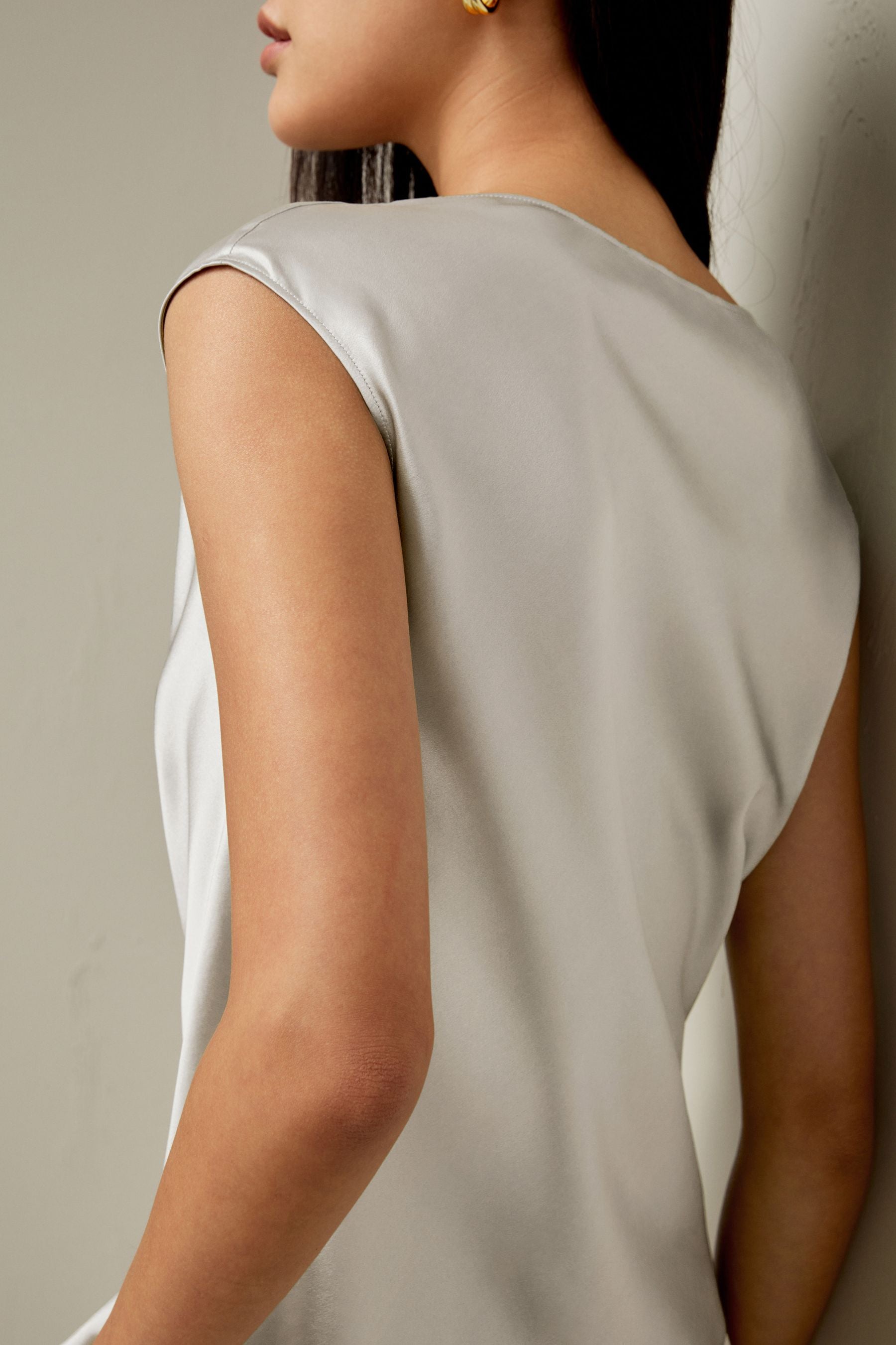 Silk Charmeuse Neck Üst