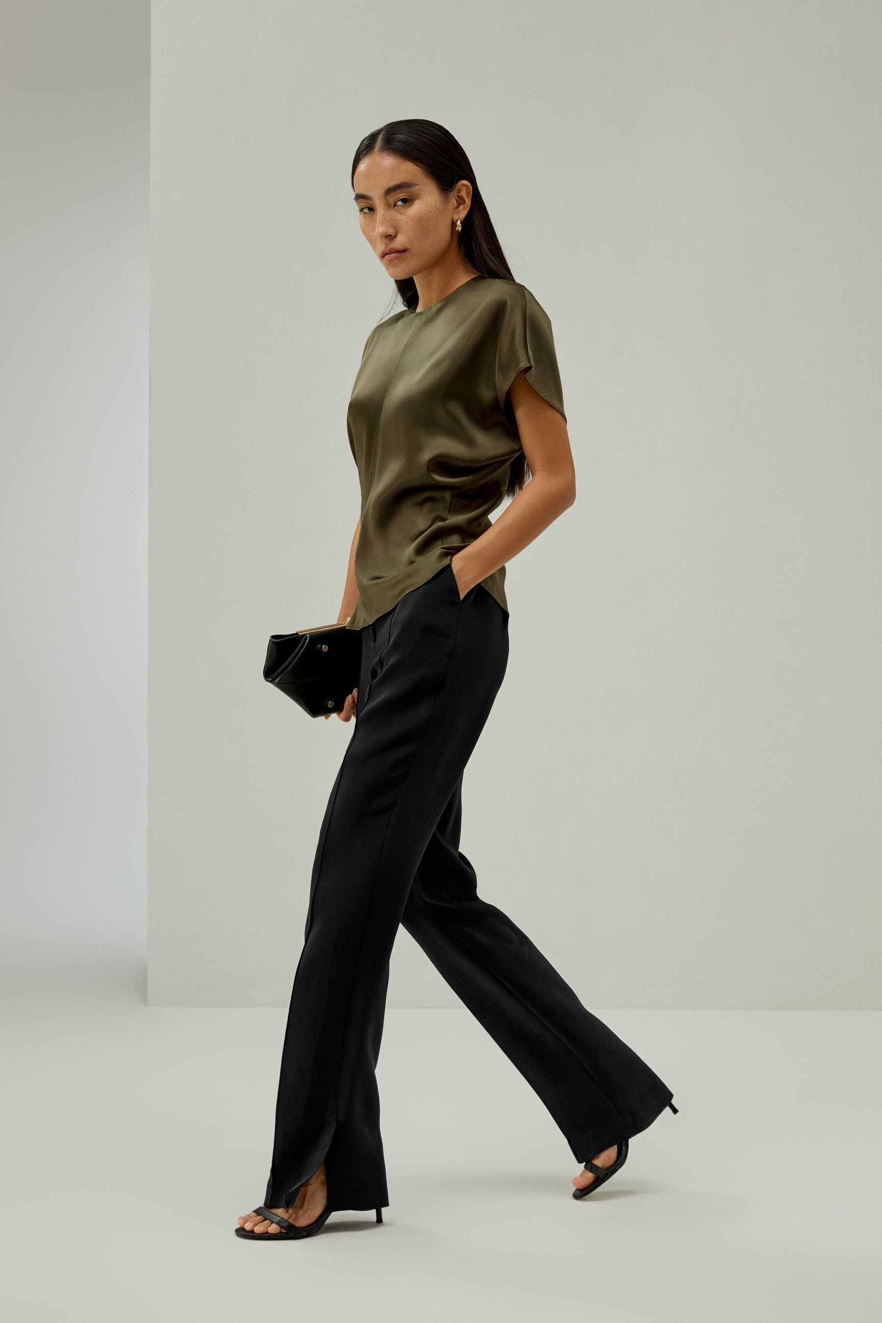 Short Batwing Sleeve Silk Üst
