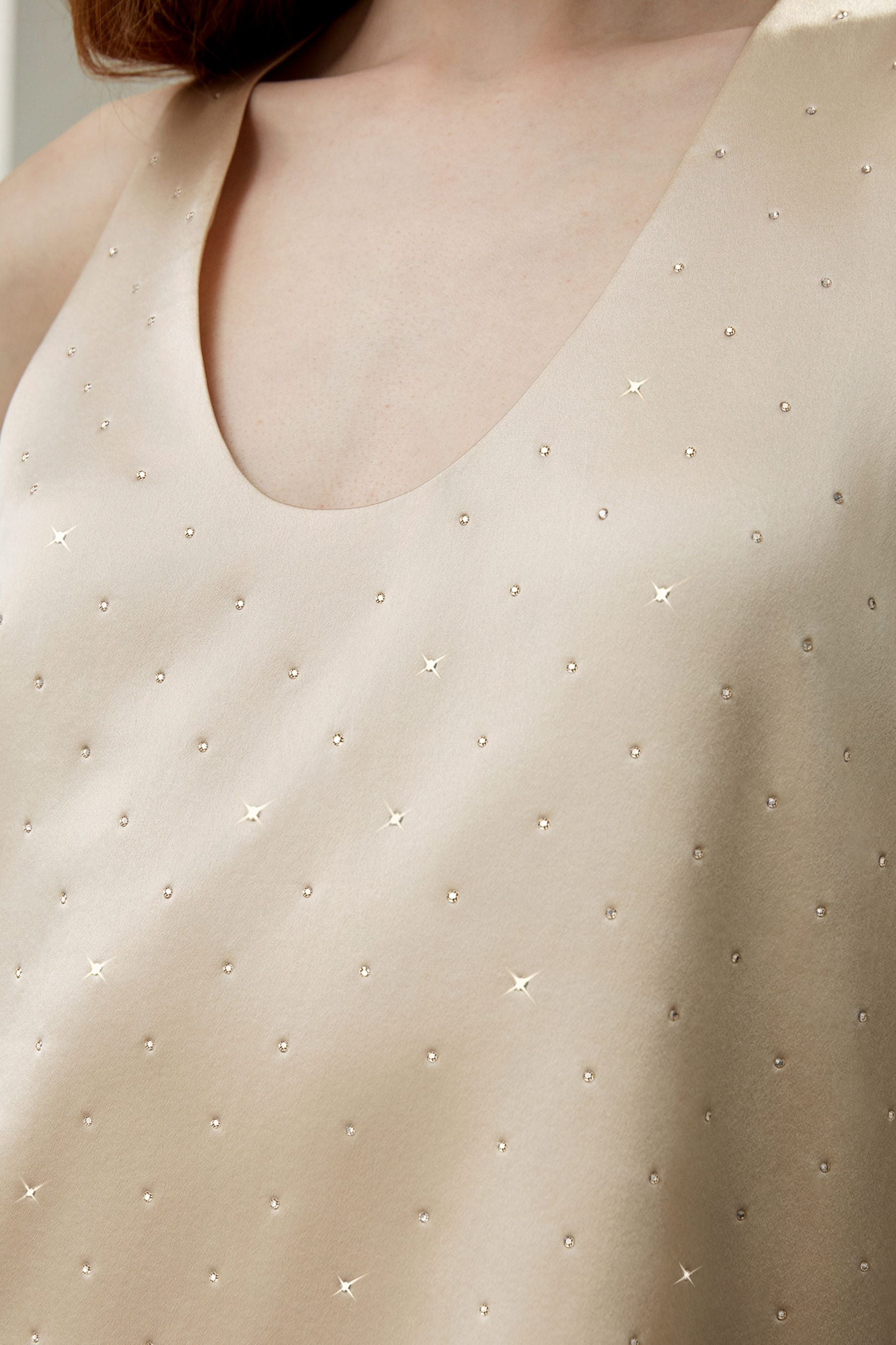 Silk Sparkle U Neck Üst