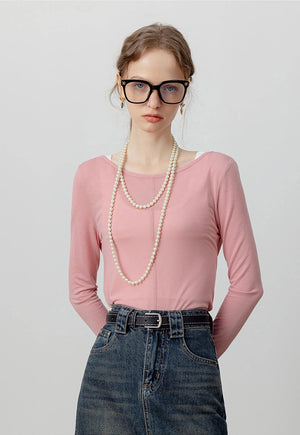 Long-Sleeve Seam Detail Bluz