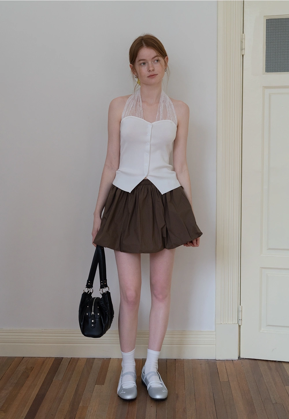 Drawstring Balloon Mini Skirt