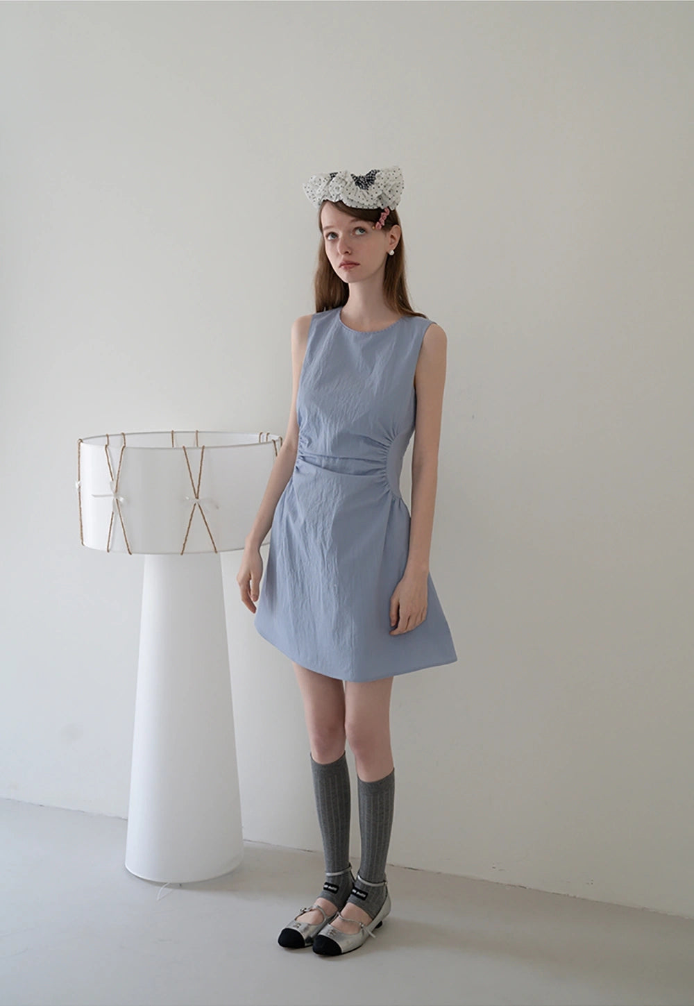 Sleeveless Ruched Waist A-Line Mini Elbise