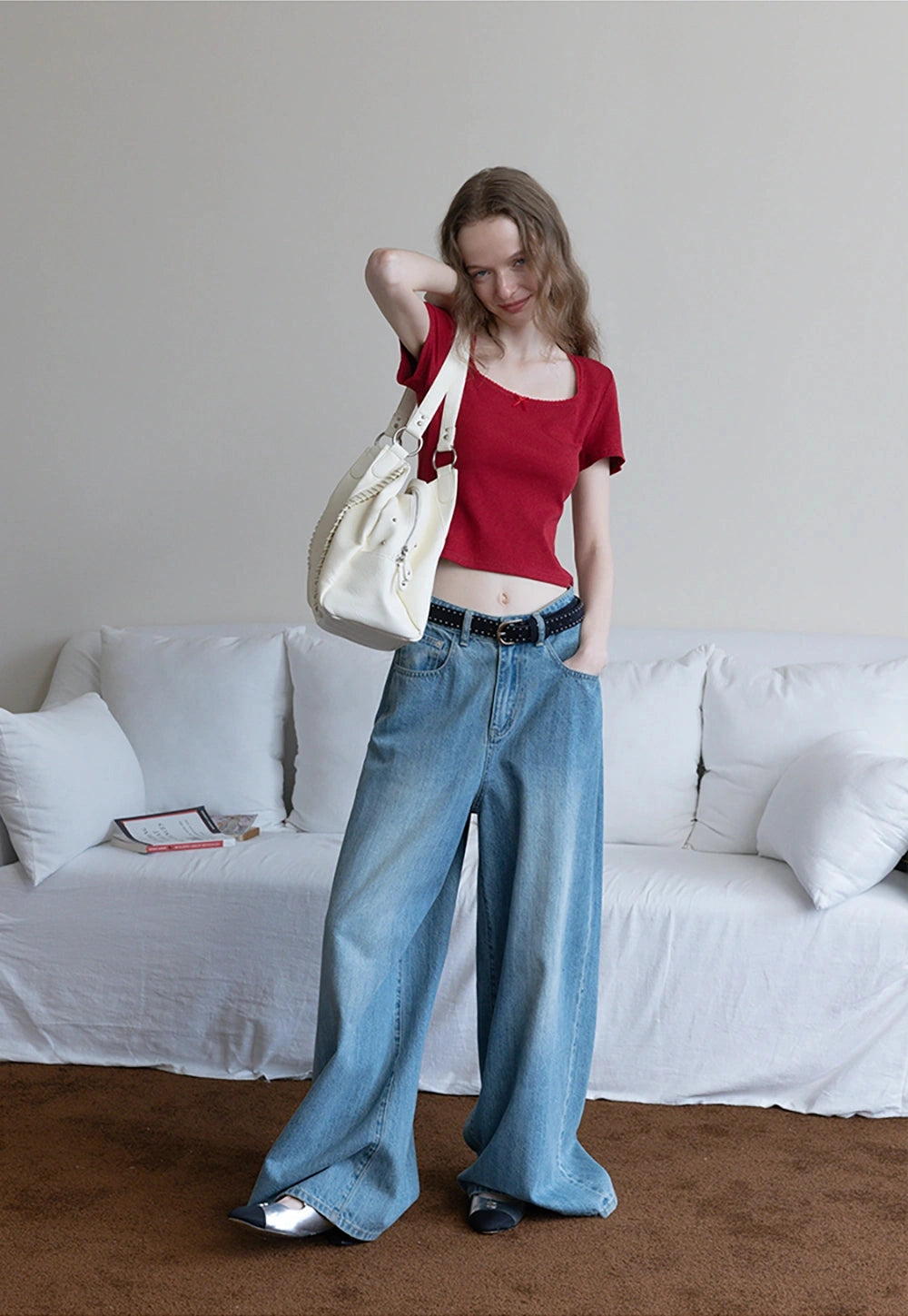 Square Neck Ribbed Tişört