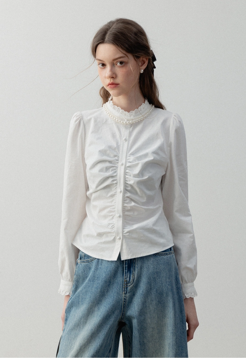 Lace Collar Cotton Gömlek