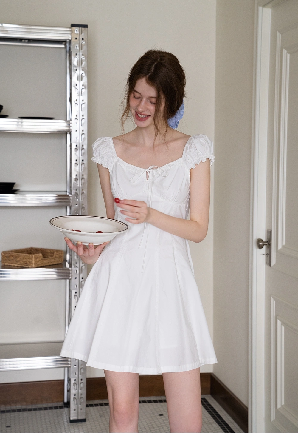 Off-Shoulder Puff Sleeve Elbise