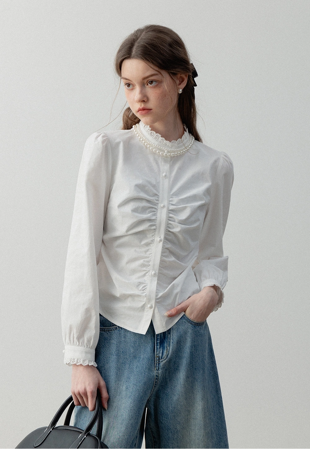 Lace Collar Cotton Gömlek