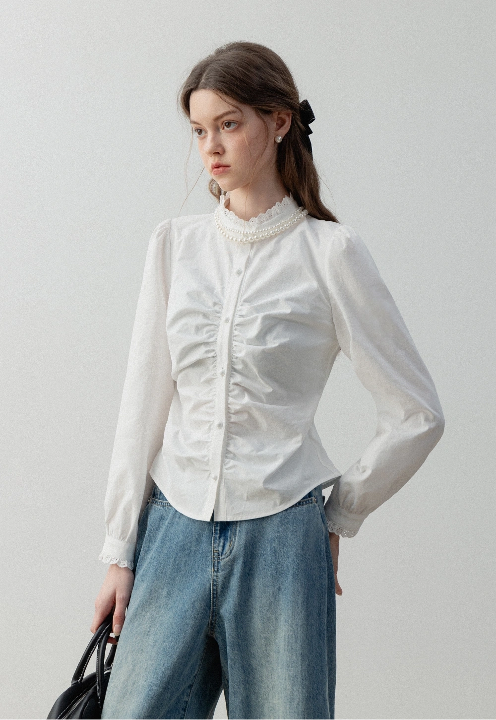 Lace Collar Cotton Gömlek