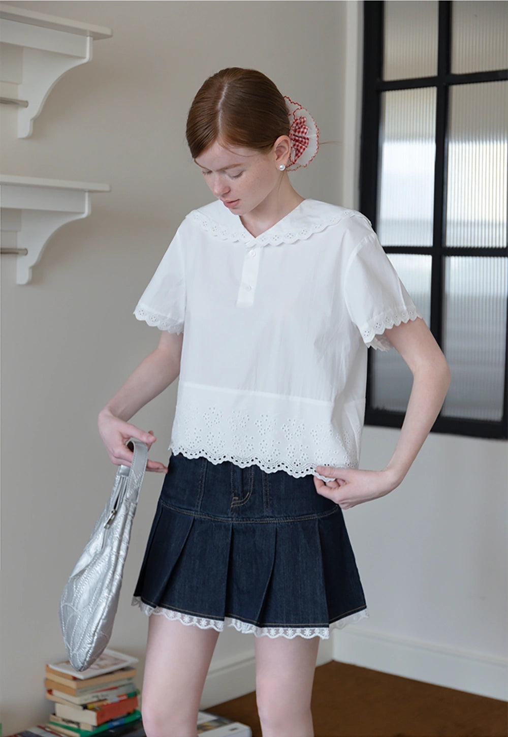 Women's Eyelet Lace Tişört