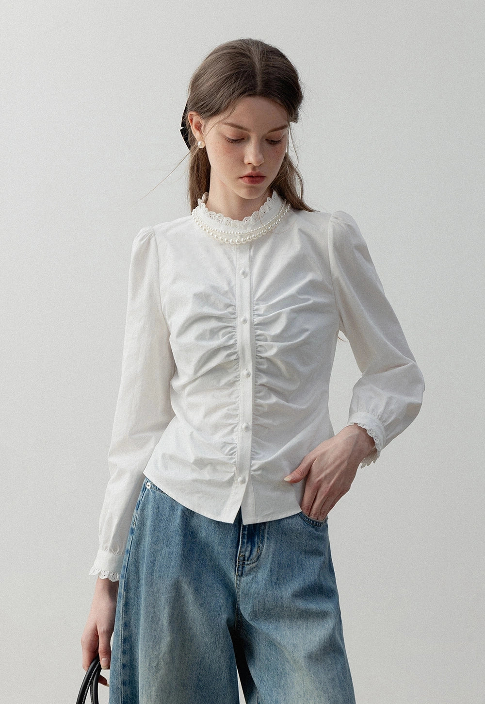 Lace Collar Cotton Gömlek