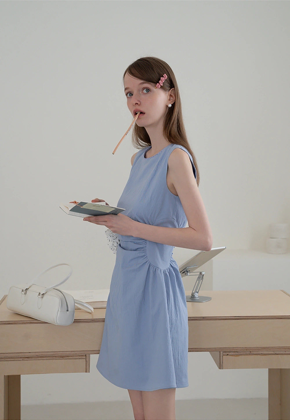 Sleeveless Ruched Waist A-Line Mini Elbise