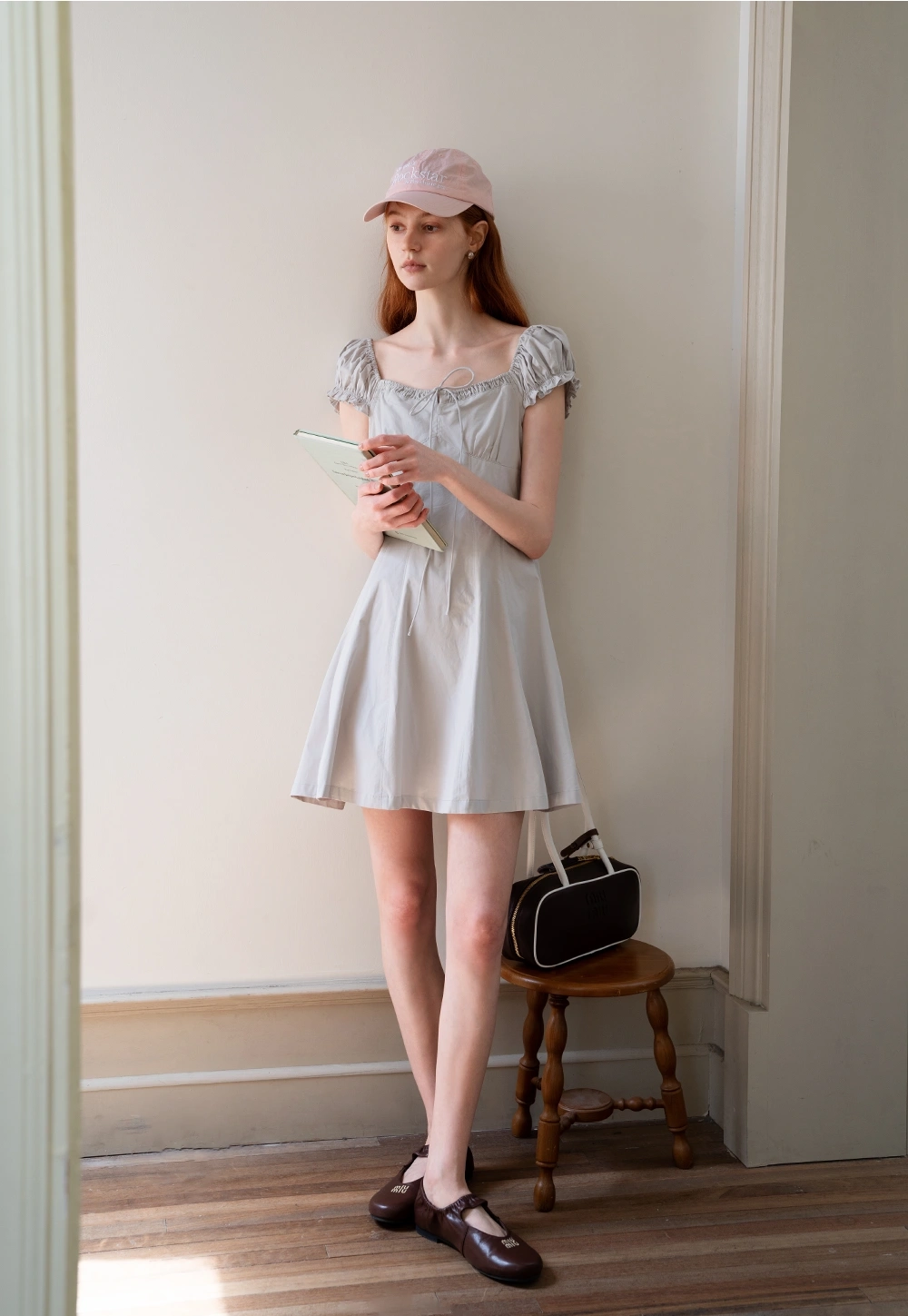 Off-Shoulder Puff Sleeve Elbise