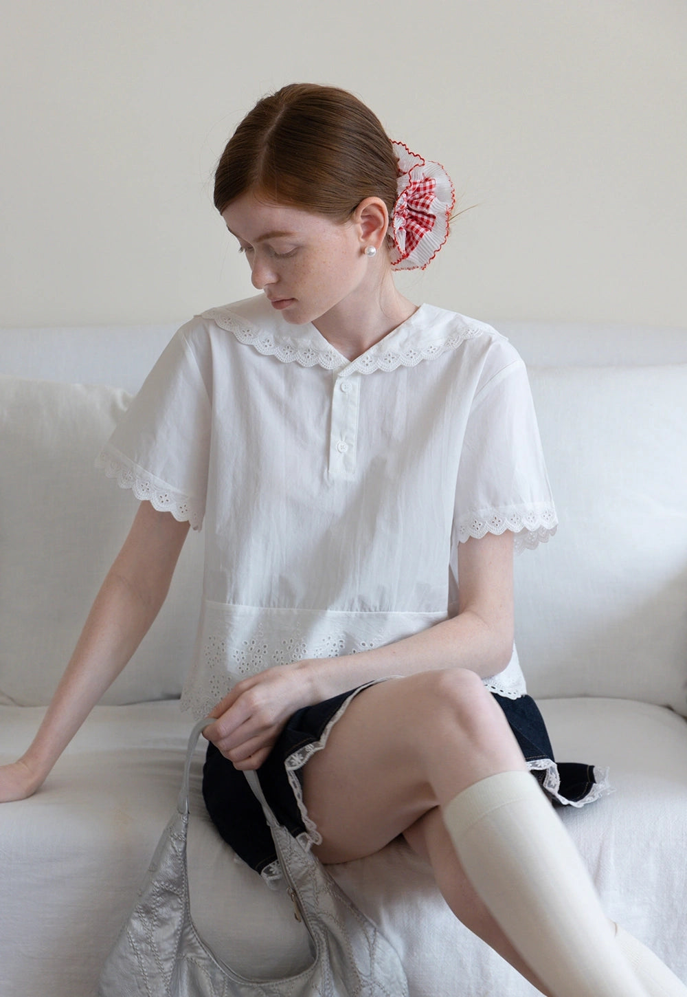Women's Eyelet Lace Tişört