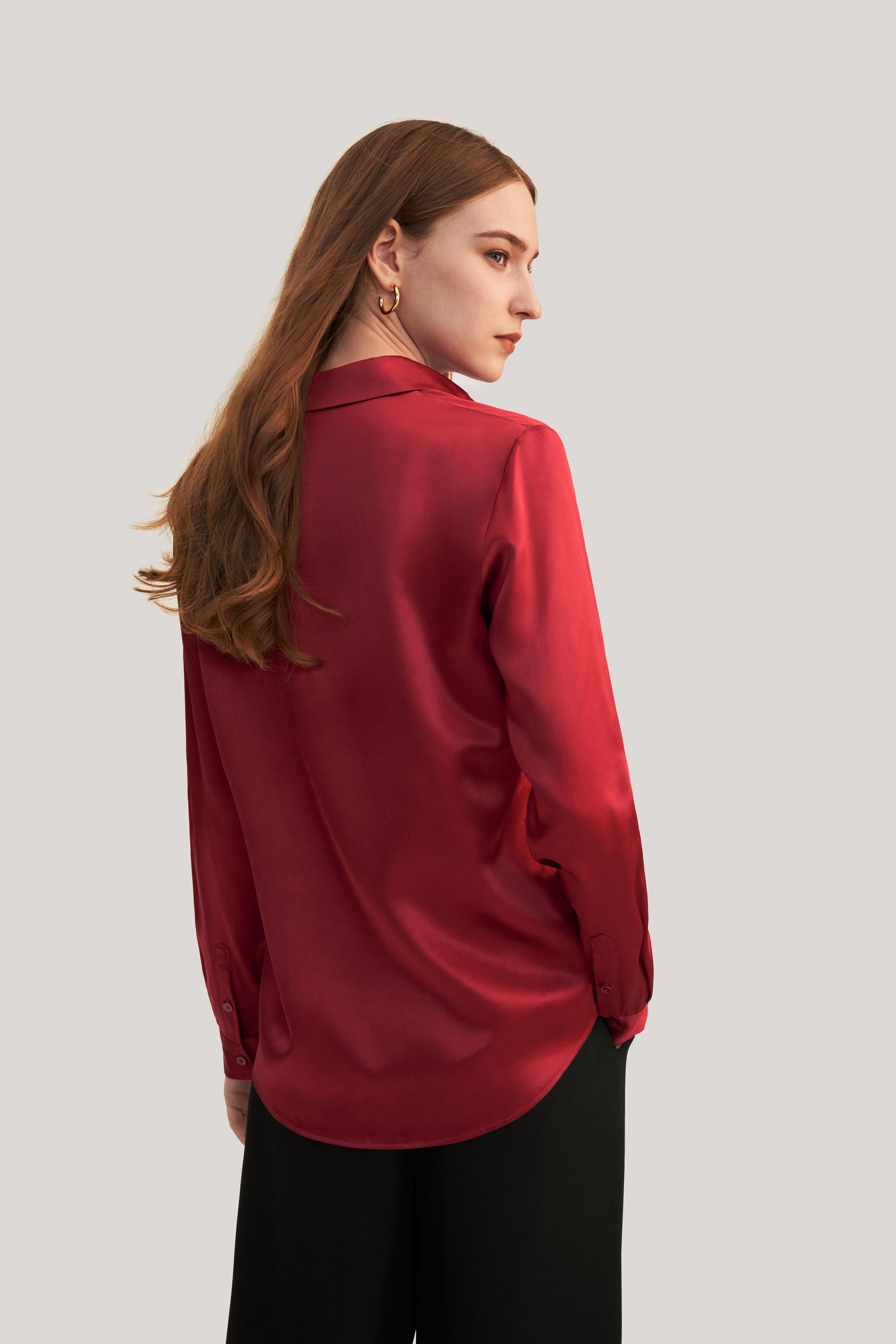 Basic Concealed Placket Silk Shirt