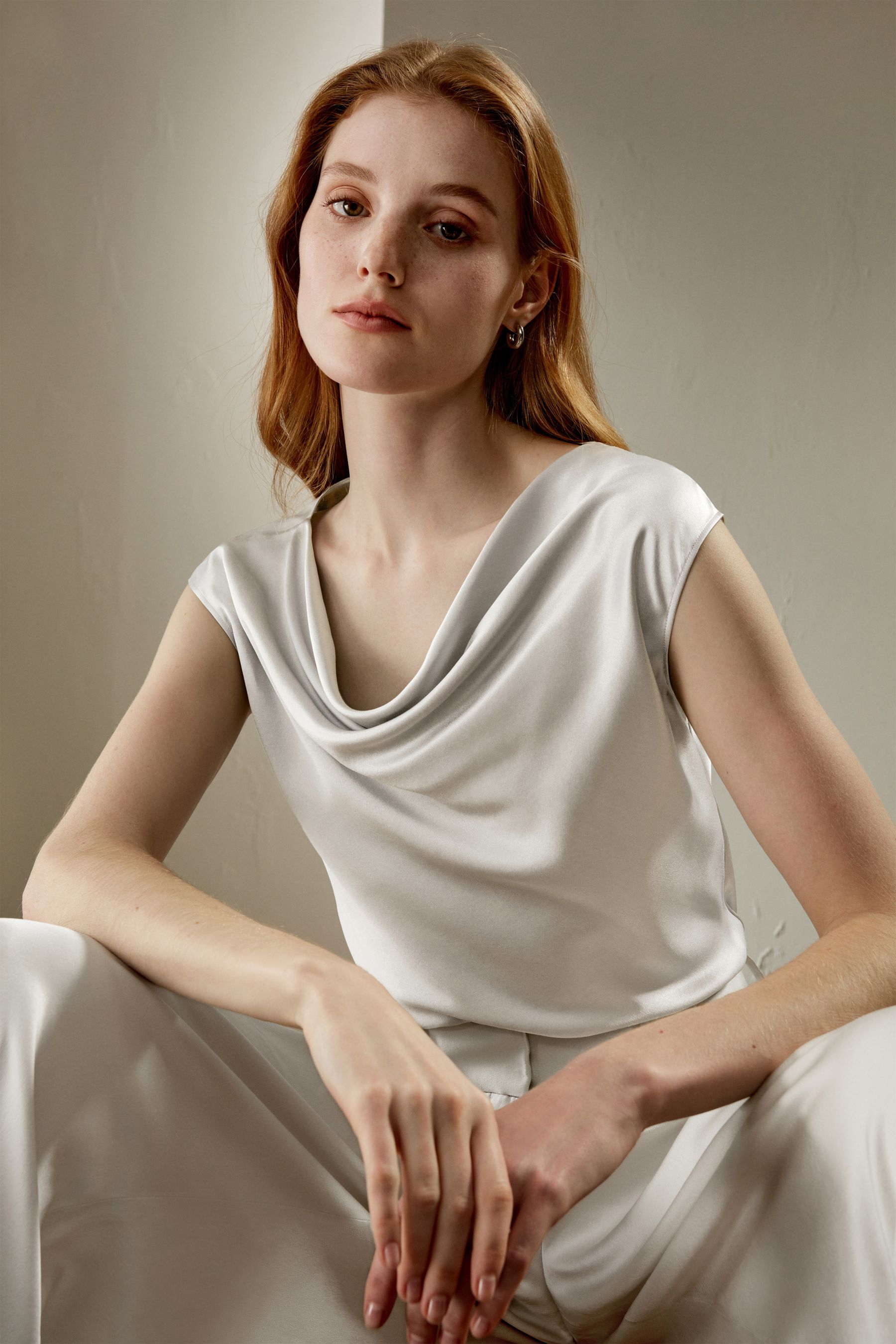 Silk Charmeuse Neck Üst