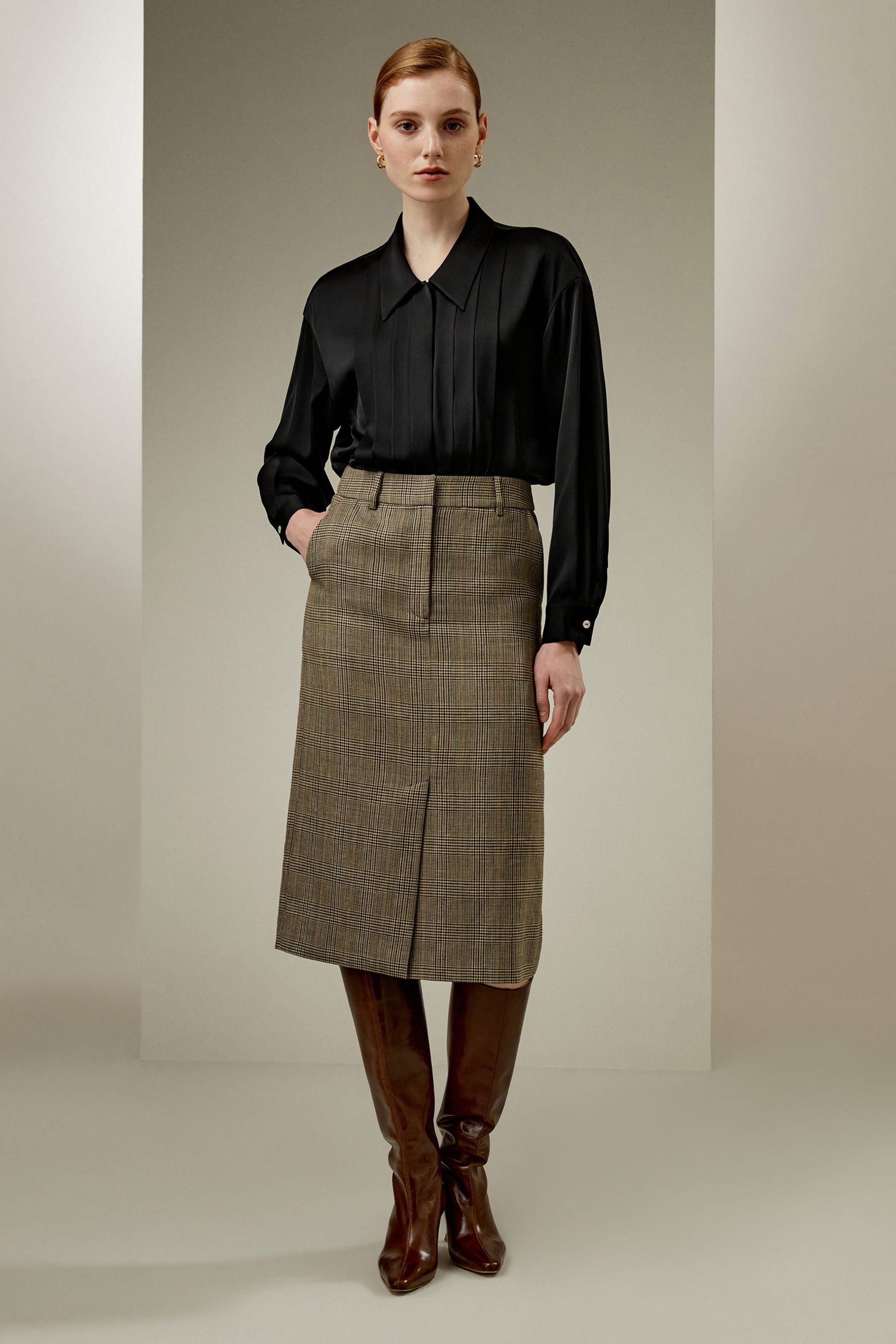 Pleated Shirt Collar Gömlek
