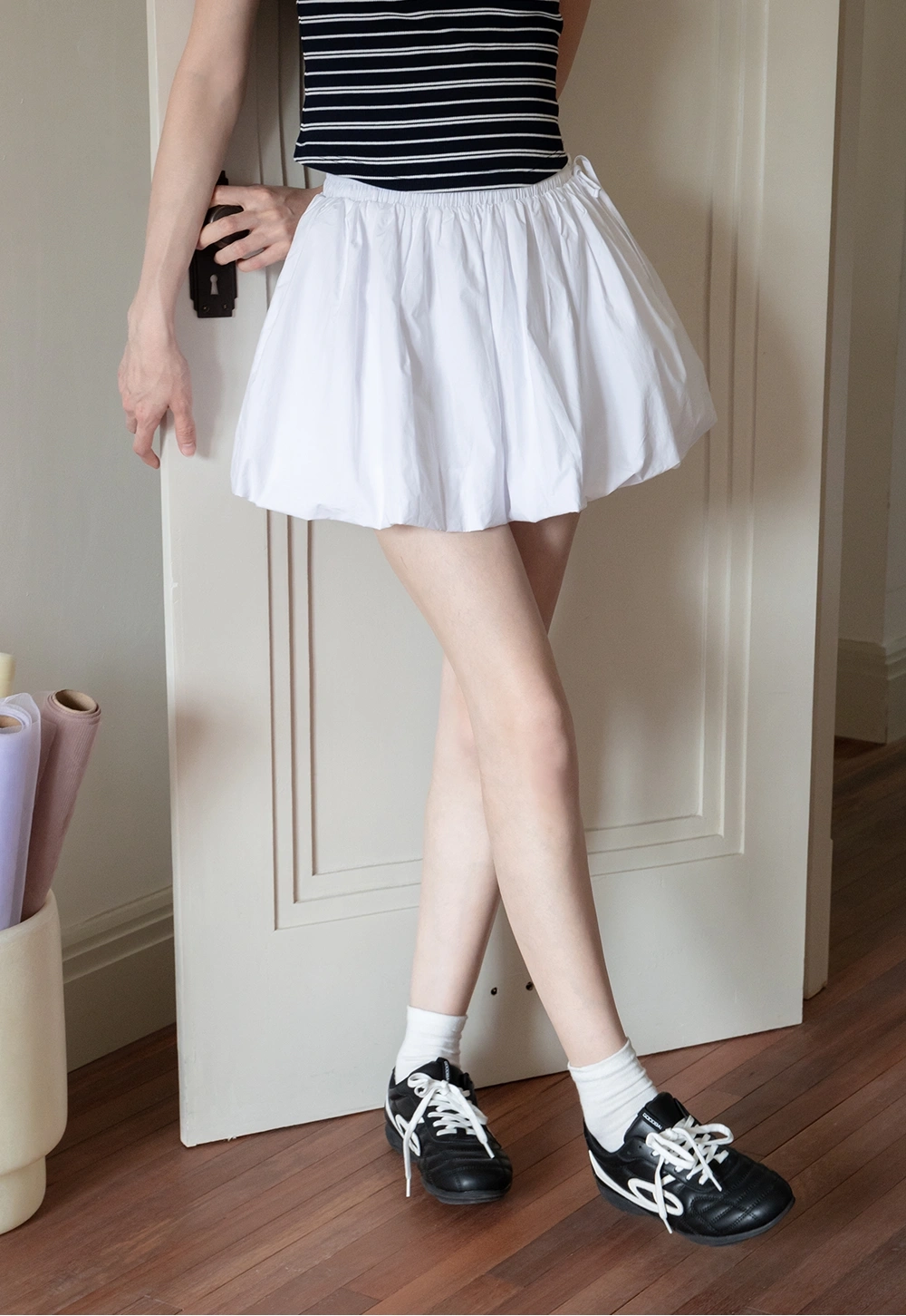 Drawstring Balloon Mini Skirt