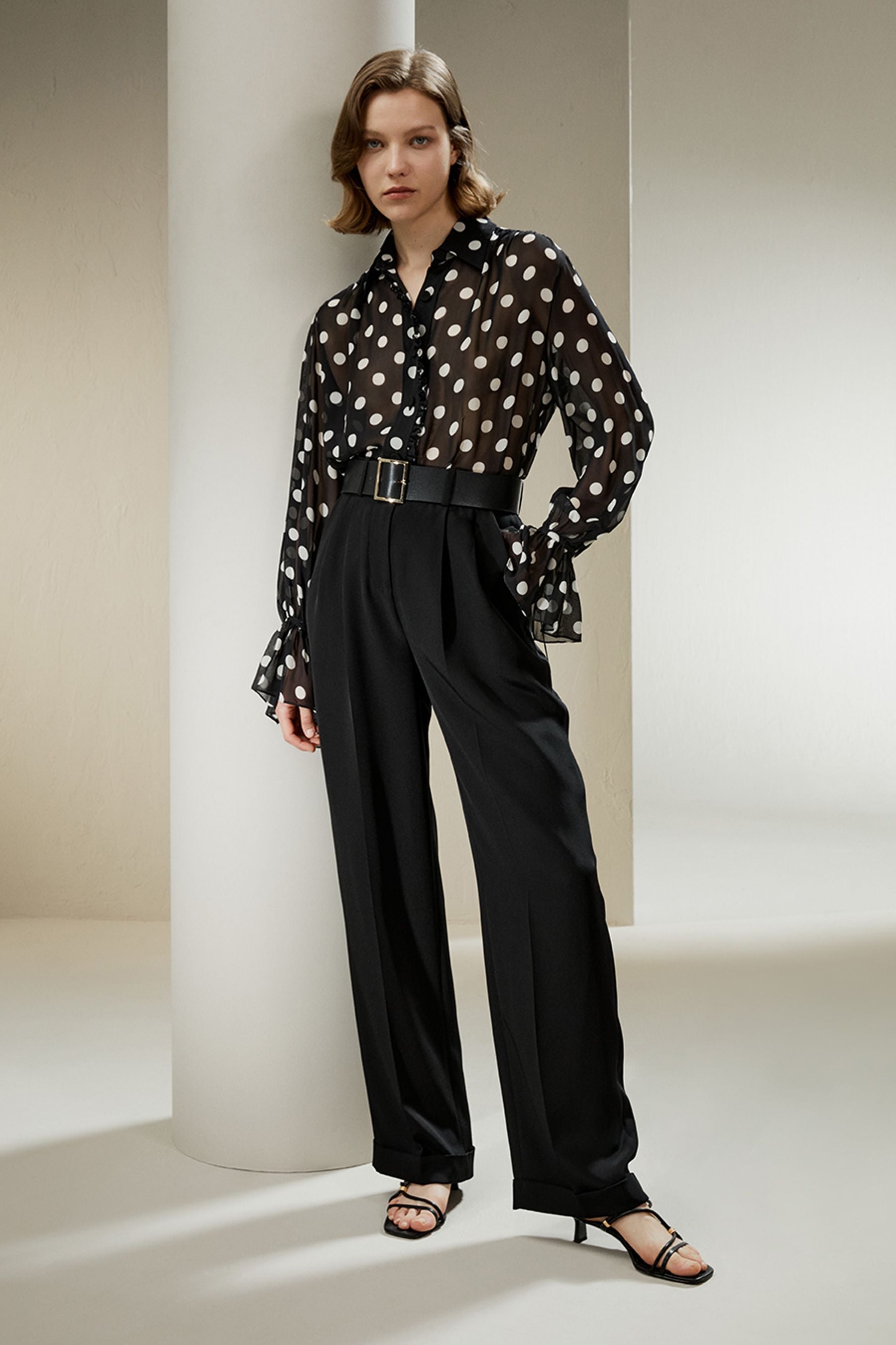 Polka Dots Georgette Gömlek