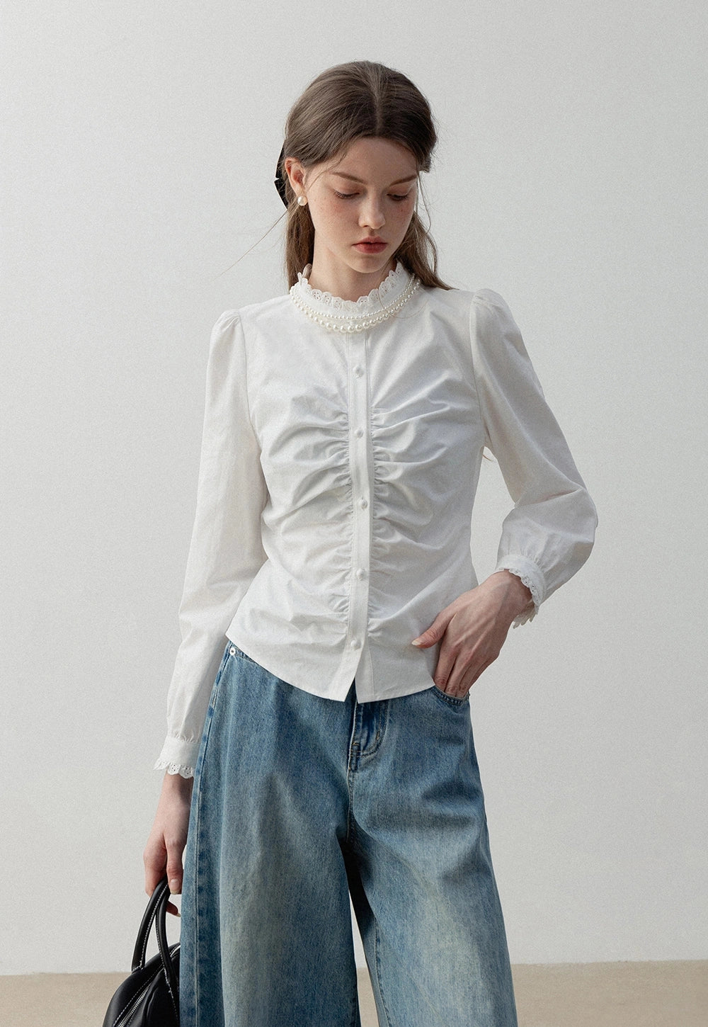 Lace Collar Cotton Gömlek